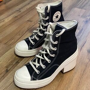 Converse Chuck 70 De Luxe Heel Black Canvas High Top Platform Boots A05347C 8.5W